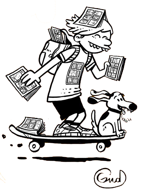 Fumetto a scuola - bambino skate