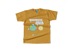 T-shirt Kids - Terra e Luna (Pizza) - PERA TOONS